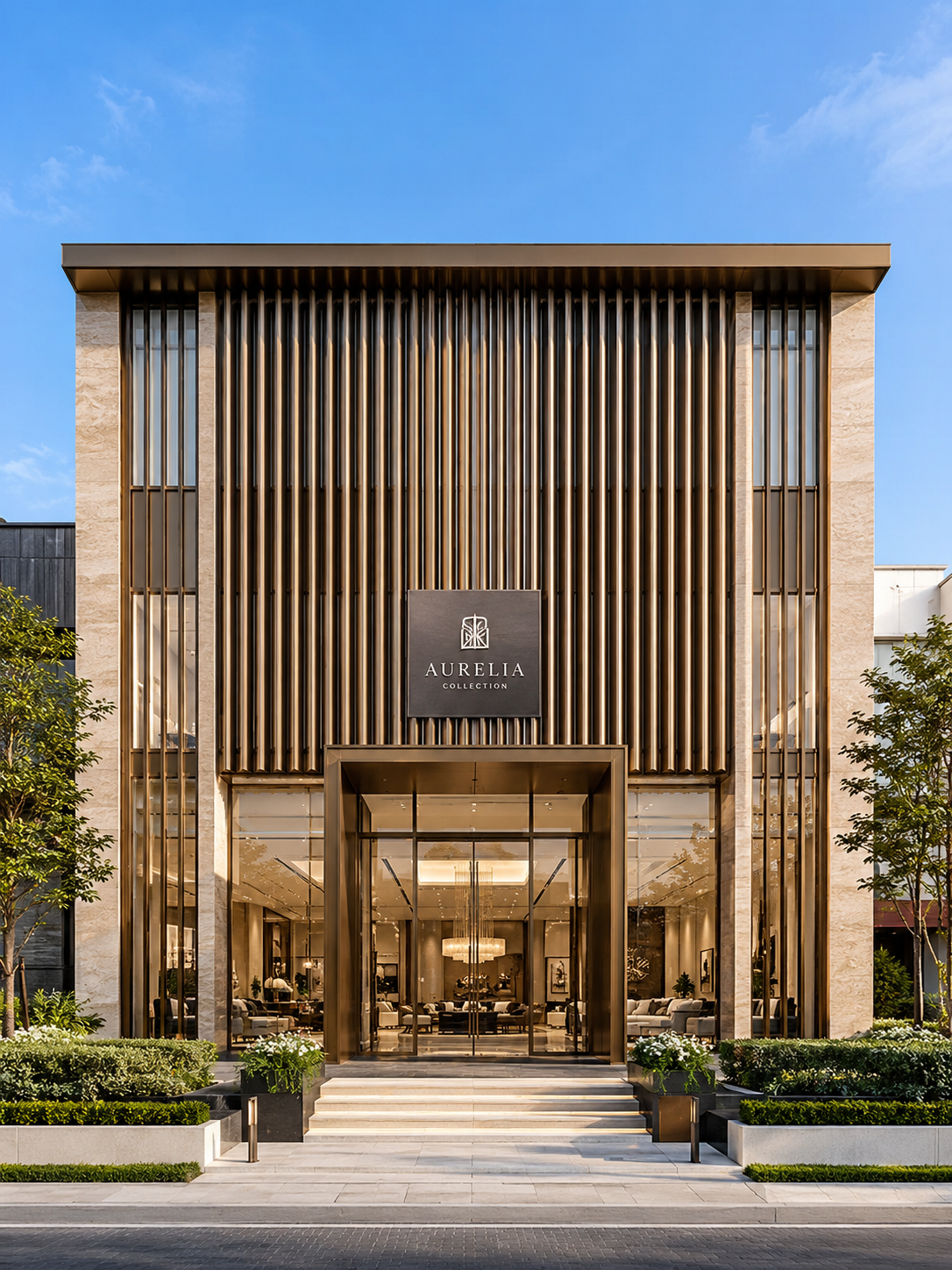 Showroom facade inspiration in premium metal cladding