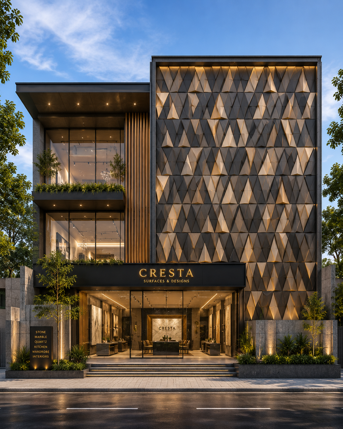 Custom 3D Folded Metal Facade Panels by OneClad